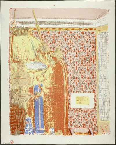 Interior con papel pintado rosa II, lámina seis de Paisajes e interiores de Édouard Jean Vuillard