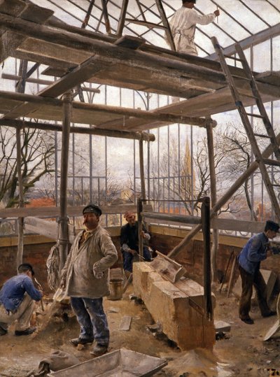Construyendo un invernadero, 1890 de Edouard Joseph Dantan