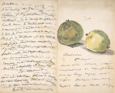 Una Carta a Eugène Maus, Decorada con Dos Manzanas, 2 de agosto de 1880 de Édouard Manet