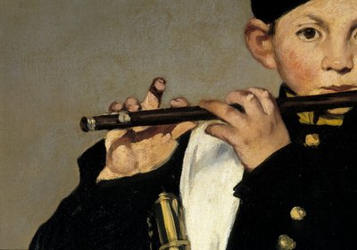 Un flautista (detalle) de Édouard Manet