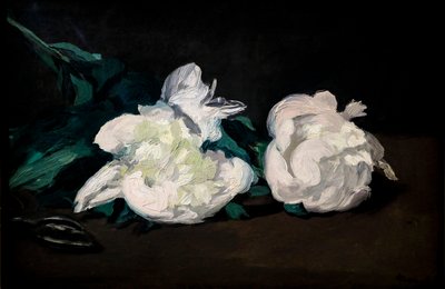 Rama de peonías blancas y tijeras de podar de Édouard Manet