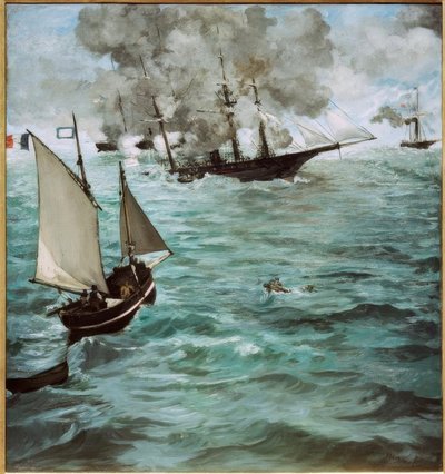 La batalla entre el U.S.S. Kearsarge y el C.S.S. Alabama de Édouard Manet