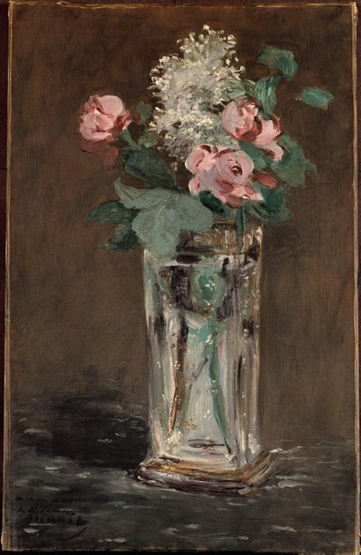 Flores en un jarrón de cristal de Édouard Manet