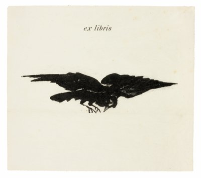 Cuervo volador: ex libris, de El cuervo (Le Corbeau) de Édouard Manet