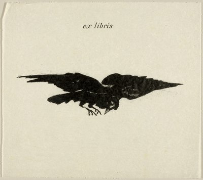 Cuervo volador: ex libris, de El cuervo (Le Corbeau) de Édouard Manet