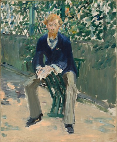 George Moore en el jardín del artista, c. 1879 de Édouard Manet