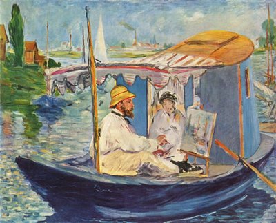 Alemán: Die Barke Claude Monet pintando en su barco-estudio de Édouard Manet
