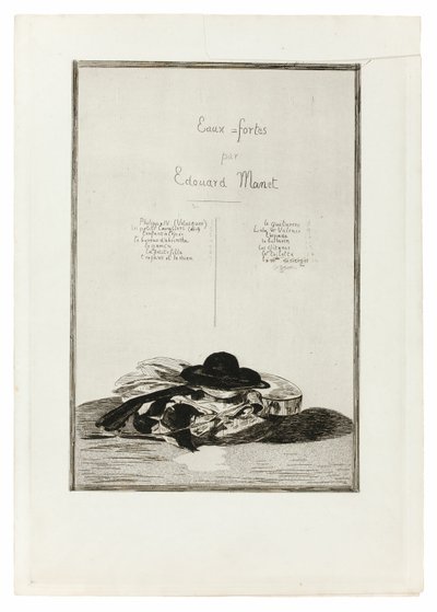 Sombrero y guitarra, frontispicio para la edición de catorce grabados de Édouard Manet