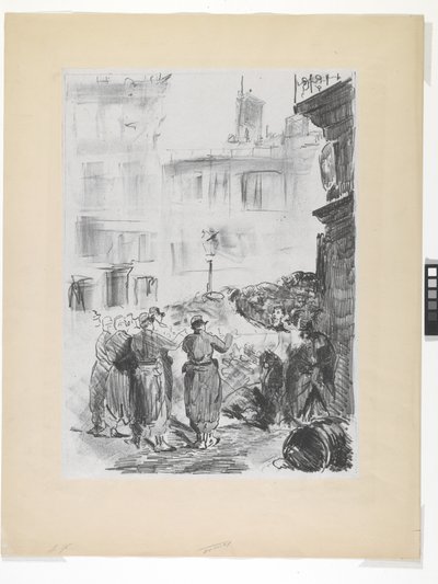 La Barricade (litografía sobre chine colle) de Édouard Manet
