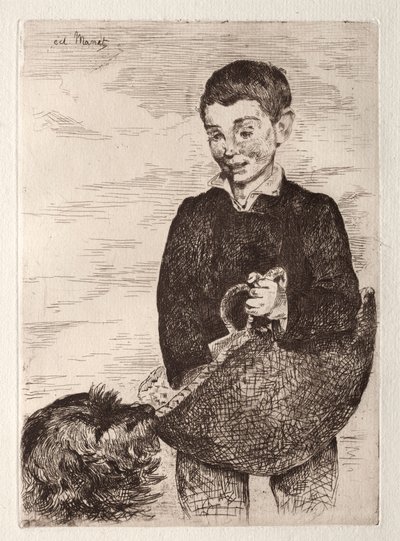 El niño con el perro, con la bolsa de Édouard Manet