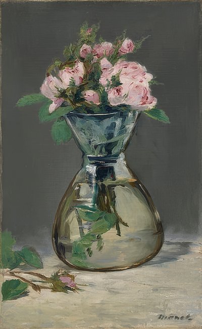 Rosas musgosas en un jarrón. 1882 de Édouard Manet