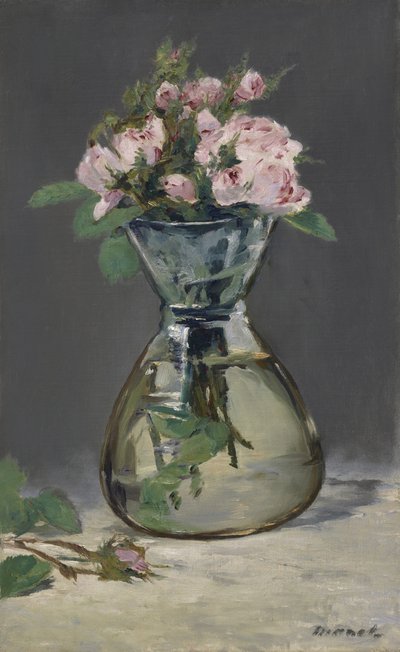 Rosas musgosas en un jarrón, 1882 de Édouard Manet