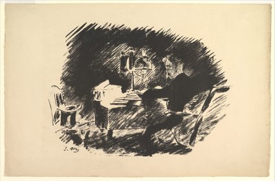 Érase una vez una medianoche lúgubre. Ilustración de El cuervo de Edgar Allan Poe de Édouard Manet