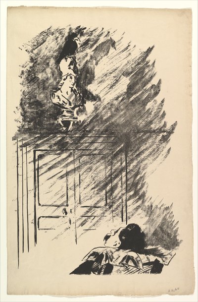Encima de un Busto de Palas. Ilustración para El Cuervo de Edgar Allan Poe de Édouard Manet