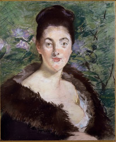 Retrato de desconocida o La mujer con pieles de Édouard Manet