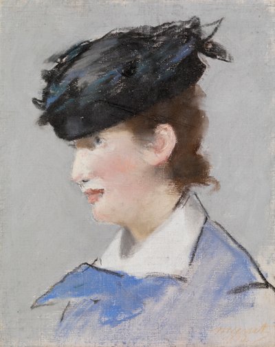 Retrato de una dama, c.1882-83 (pastel sobre lienzo de lino imprimado) de Édouard Manet