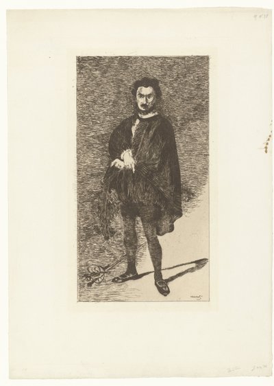 Retrato del actor Philibert Rouvière en el papel de Hamlet
Rouvière como Hamlet
El actor trágico de Édouard Manet