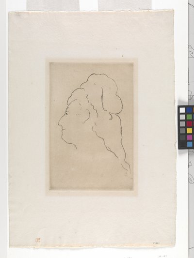 Perfil de Eva Gonzales girada a la izquierda (aguafuerte) de Édouard Manet