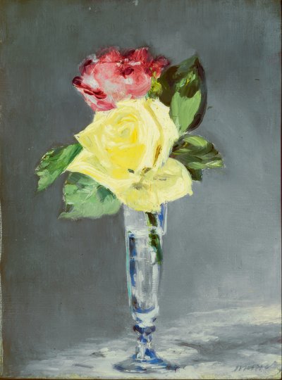 Rosas en una copa de champán de Édouard Manet