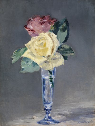 Rosas en una copa de champán, c.1882 (óleo sobre lienzo) de Édouard Manet