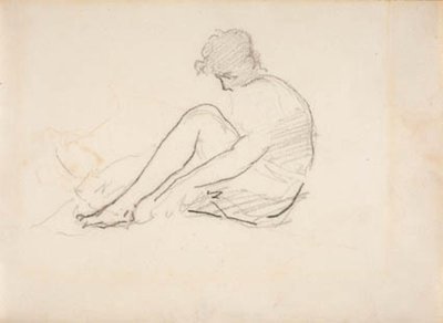 Mujer sentada (Un boceto ligero de una cabeza masculina) de Édouard Manet