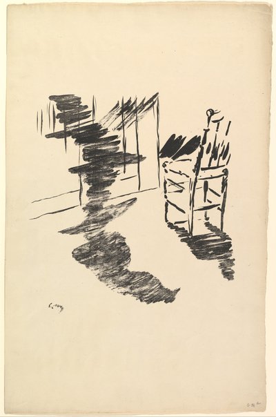 La sombra que yace flotando en el suelo. Ilustración para El Cuervo de Edgar Allan Poe, 1875 de Édouard Manet
