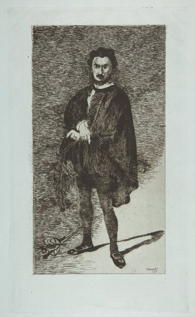 El actor trágico: Rouvière en el papel de Hamlet, 1865-66 de Édouard Manet