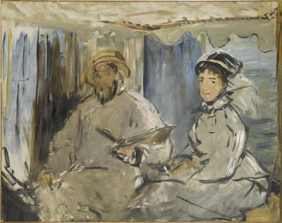 El pintor Monet en su taller, 1874 de Édouard Manet