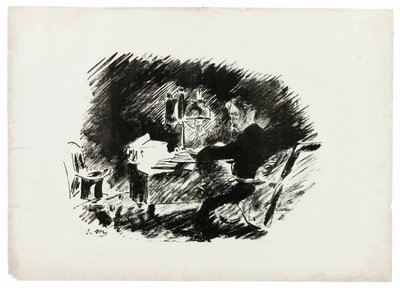 Bajo la lámpara ("Once upon a midnight dreary..."), de El cuervo (Le Corbeau) de Édouard Manet