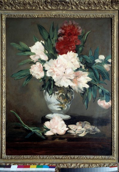 Jarrón de peonías sobre una mesa de Édouard Manet