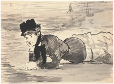 Mujer acostada en la playa. Annabel Lee, c. 1881 de Édouard Manet