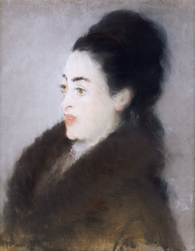 Mujer en un Abrigo de Piel de Perfil de Édouard Manet