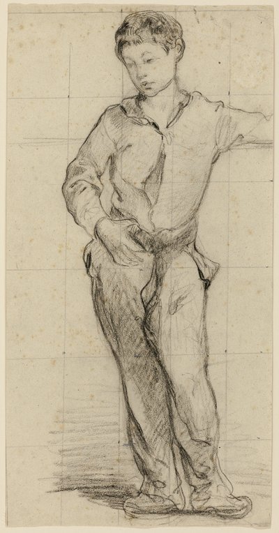 Joven de pie (Léon Leenhoff) (recto); Boceto de niño de pie (verso) de Édouard Manet