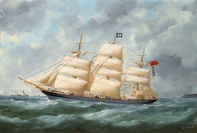 El barco "Haddon Hall", mediados del siglo XIX a principios del XX (pintura al óleo) de Edouard Marie Adam