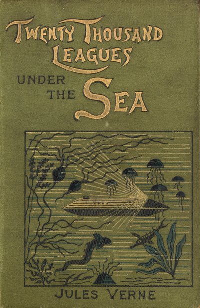Portada de "Veinte mil leguas de viaje submarino" de Julio Verne, c.1870 (portada del libro) de Edouard & Neuville Alphonse Marie Adolphe de (1835 85) Riou