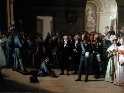 El zar Alejandro I (1777-1825) visitando el Hotel de La Monnaie de París el 25 de mayo de 1814 de Edouard Pingret