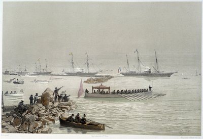 Llegada de los soberanos a Suez en “Inauguración del Canal de Suez” por G. Nicole. 1869 de Edouard Riou