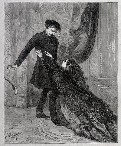 Edmond Dantès y Mercedes - Grabado de Riou, en “El Conde de Montecristo” de Alexandre Dumas padre (1802-1870), ed. Jules Rouff & Cie de Edouard Riou