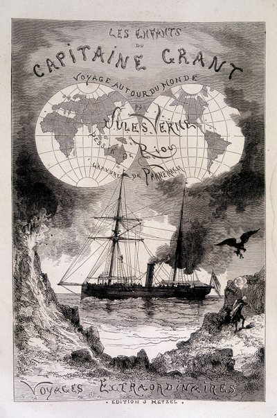 Frontispicio “Los hijos del Capitán Grant” por Jules Verne de Edouard Riou