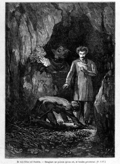 Soy Edmond Dantès - Grabado por Riou, en "El Conde de Monte-Cristo" por A. Dumas, ed. Jules Rouff & Cie de Edouard Riou