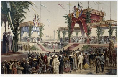 La Tribuna de los soberanos en “Inauguración del Canal de Suez” por G. Nicole. 1869 de Edouard Riou