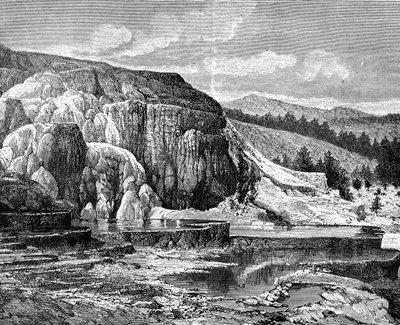 Mammoth Hot Springs, Parque Nacional Yellowstone, EE.UU., siglo XIX de Edouard Riou