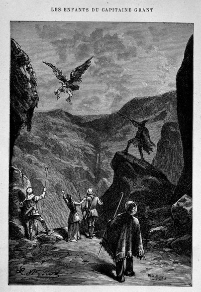 Oh, mira... el... el... el... ¡Robert! en "Los hijos del Capitán Grant" de Jules Verne de Edouard Riou