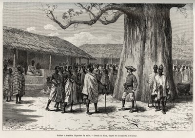 Palabra en Aouabou (Costa de Marfil) (grabado) de Edouard Riou
