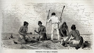 Paul Marcoy aprendió a hacer una alfombra con las viudas de Sarayacu (Perú) de Edouard Riou