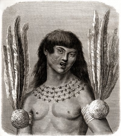 Retrato de un indio ticuna de Perú de Edouard Riou
