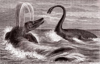 El Ichtyosaurus y el Plesiosaurus de Edouard Riou