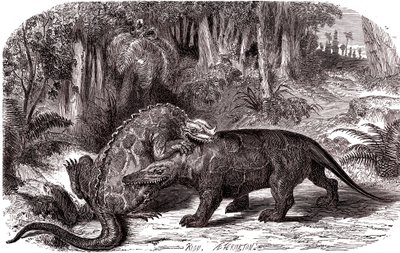 El Iguanodonte y el Megalosaurio de Edouard Riou