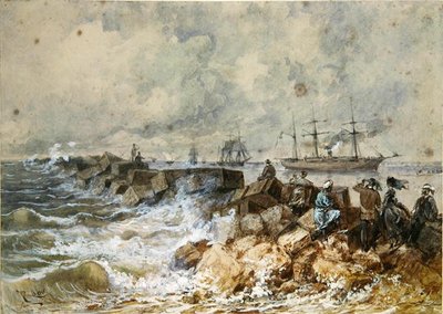 El Canal de Suez, de un álbum de recuerdos que conmemora el Viaje de la Emperatriz Eugenia (1827-1920) en la Inauguración en 1869 de Edouard Riou