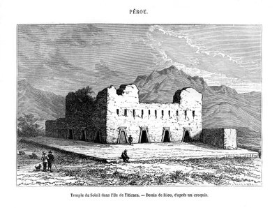 El Templo del Sol en la isla de Titicaca, Perú, siglo XIX de Edouard Riou